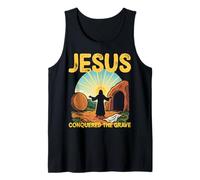 He is Risen Open Tomb Resurrection Jesus Conqured The Grave Tank Top