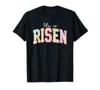 He is Risen Patchwork Letters Cute Easter Christian Faith T-Shirt