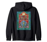 He Is Risen Religious Cross Dove Stained Glass Style Easter Zip Hoodie