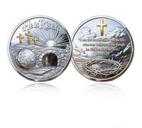 He is Risen Resurrection Challenge Coin - Christian Easter Commemorative Coin with Empty Tomb & John 11:25 Scripture - Religious Gift for Believers, Prayer & Reflection (1pc)
