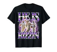 He Is Rizzin Funny Basketball Jesus Easter 90s Bootleg Style T-Shirt