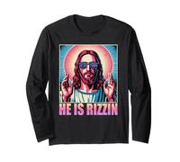 He is Rizzin Funny Jesus Religious Humor Pop Culture Long Sleeve T-Shirt