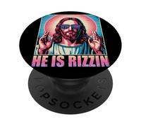 He Is Rizzin Funny Jesus Religious Humor Pop Culture PopSockets Adhesive PopGrip