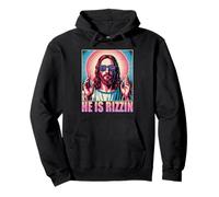 He Is Rizzin Funny Jesus Religious Humor Pop Culture Pullover Hoodie