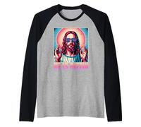He is Rizzin Funny Jesus Religious Humor Pop Culture Raglan Baseball Tee