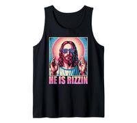 He is Rizzin Funny Jesus Religious Humor Pop Culture Tank Top
