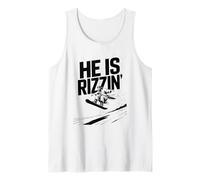 He is Rizzin Funny Jesus Snowboarding Gen Z Meme Tank Top