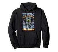 He Keeps Me Safe Wolf Protector Pullover Hoodie