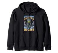 He Keeps Me Safe Wolf Protector Zip Hoodie