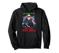 He Knows If You Shut Your Five-Hole Christmas Santa Hockey Pullover Hoodie