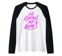 He Knows My Name Bible Religious God Jesus Isaiah 43:1 Pray Raglan Baseball Tee