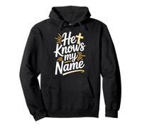 He Knows My Name Christian Cross Faith Worship Pullover Hoodie