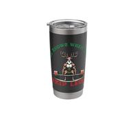 He Knows When You Skip Legs Funny Reindeer Gym Christmas Stainless Steel Insulated Tumbler