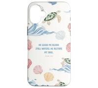 He Leads Me Beside Still Waters Sea Turtle Christian Art Case for iPhone 16 Plus