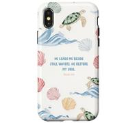 He Leads Me Beside Still Waters Sea Turtle Christian Art Case for iPhone X/XS