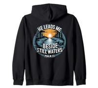 He Leads Me Beside Still Waters Zip Hoodie