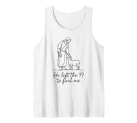 He Left The 99 to Find Me Christian Bible Verse Design Tank Top