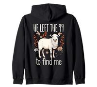 He Left The 99 To Find Me Floral Sheep Christian Faith Zip Hoodie