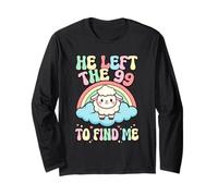 He Left The 99 to Find Me Kawaii Sheep Cloud Rainbow Long Sleeve T-Shirt