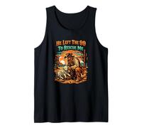 He Left The 99 to Rescue Me Cowboy Western Luke 15 Christian Tank Top