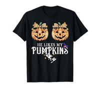 He Likes My Pumpkins I Love His Magic Wand Couples Halloween T-Shirt