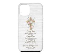 He Loves You Floral Cross Bible Verse Pink Rose Faith Art Case for iPhone 12/12 Pro