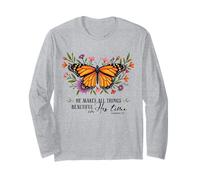 He Makes All Things Beautiful in His Time Butterfly Bible Long Sleeve T-Shirt