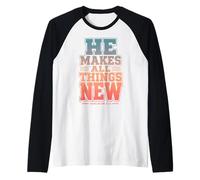 He Makes All Things New Revelation 21 5 Bible Verse Raglan Baseball Tee