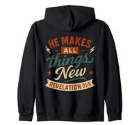 He Makes All Things New Revelation 21 5 - Vintage Christian Zip Hoodie