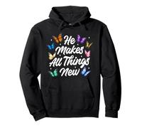 He Makes All Things New Revelation Bible Verse Butterflies Pullover Hoodie