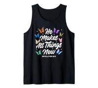 He Makes All Things New Revelation Bible Verse Butterflies Tank Top