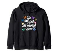 He Makes All Things New Revelation Bible Verse Butterflies Zip Hoodie