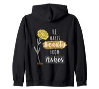 He Makes Beauty from Ashes Inspirational Christian Quote Zip Hoodie