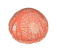 He Marine Theme With Beautiful Corals Pattern Shower Cap & Bath Cap For Women,Reversible Oversized Waterproof Shower Caps Large Designed For All Hair Lengths,Elastic Reusable Bathing Hair Cap