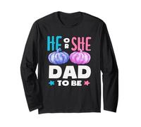 He Or She Dad to Be Pumpkin Halloween Gender Reveal Fall Long Sleeve T-Shirt