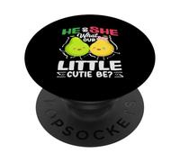 He Or She What Will Our Little Cutie Be Gender Reveal Pears PopSockets Adhesive PopGrip