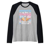 He Or She Whats The Scoop Gender Reveal Ice Cream Summer Raglan Baseball Tee