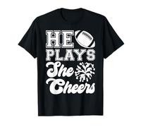 He Plays She Cheers Football Player Touchdown Fall Season T-Shirt