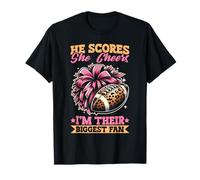 He Scores She Cheers I'm Their Biggest Fan Cheer Mom T-Shirt