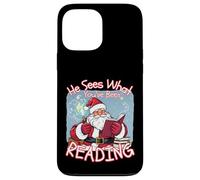 He Sees What You’ve Been Reading Book Lover Funny Santa Case for iPhone 13 Pro Max
