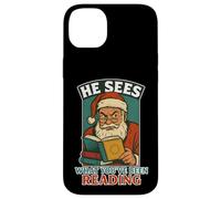 He Sees What You’ve Been Reading Book Lover Funny Santa Case for iPhone 14 Plus