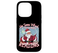 He Sees What You’ve Been Reading Book Lover Funny Santa Case for iPhone 14 Pro