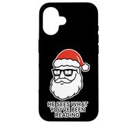 He Sees What You’ve Been Reading Book Lover Funny Santa Case for iPhone 16