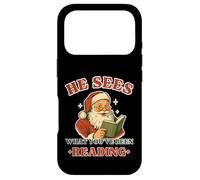 He Sees What You’ve Been Reading Book Lover Funny Santa Case for iPhone 17 Pro