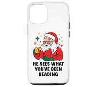He Sees What You've Been Reading Santa Christmas Book Lovers Case for iPhone 12/12 Pro