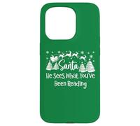 He Sees What You've Been Reading Santa Christmas Book Lovers Case for iPhone 15 Pro