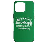 He Sees What You've Been Reading Santa Christmas Book Lovers Case for iPhone 16 Pro