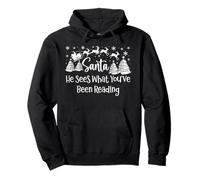 He Sees What You've Been Reading Santa Christmas Book Lovers Pullover Hoodie
