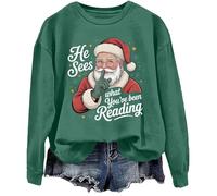 He Sees What You've Been Reading Sweatshirt, Bookish Christmas Shirt Green