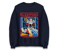 He Sees You When You’re Sleeping Funny Santa Christmas Jumper, Retro Comic Style Holiday Unisex Sweatshirt Navy